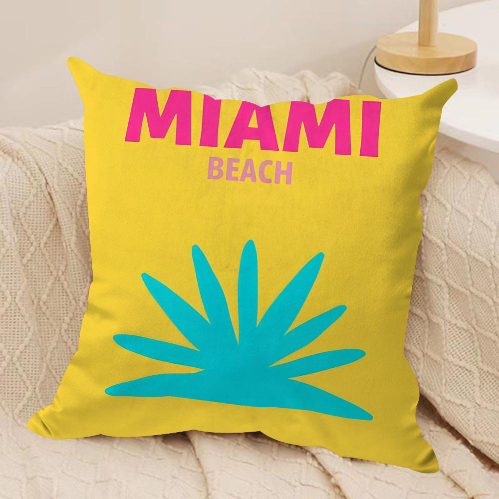 Travel Vacation Series Cushion Cover Silky Short Plush Invisible Zipper Dustproof Sofa Pillow Case For Home Decor