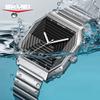 Skmei 9393 Unique Famous Mens Quartz Watch Stylish Stainless Steel Band Square  Special Design Casual Wrist Watch