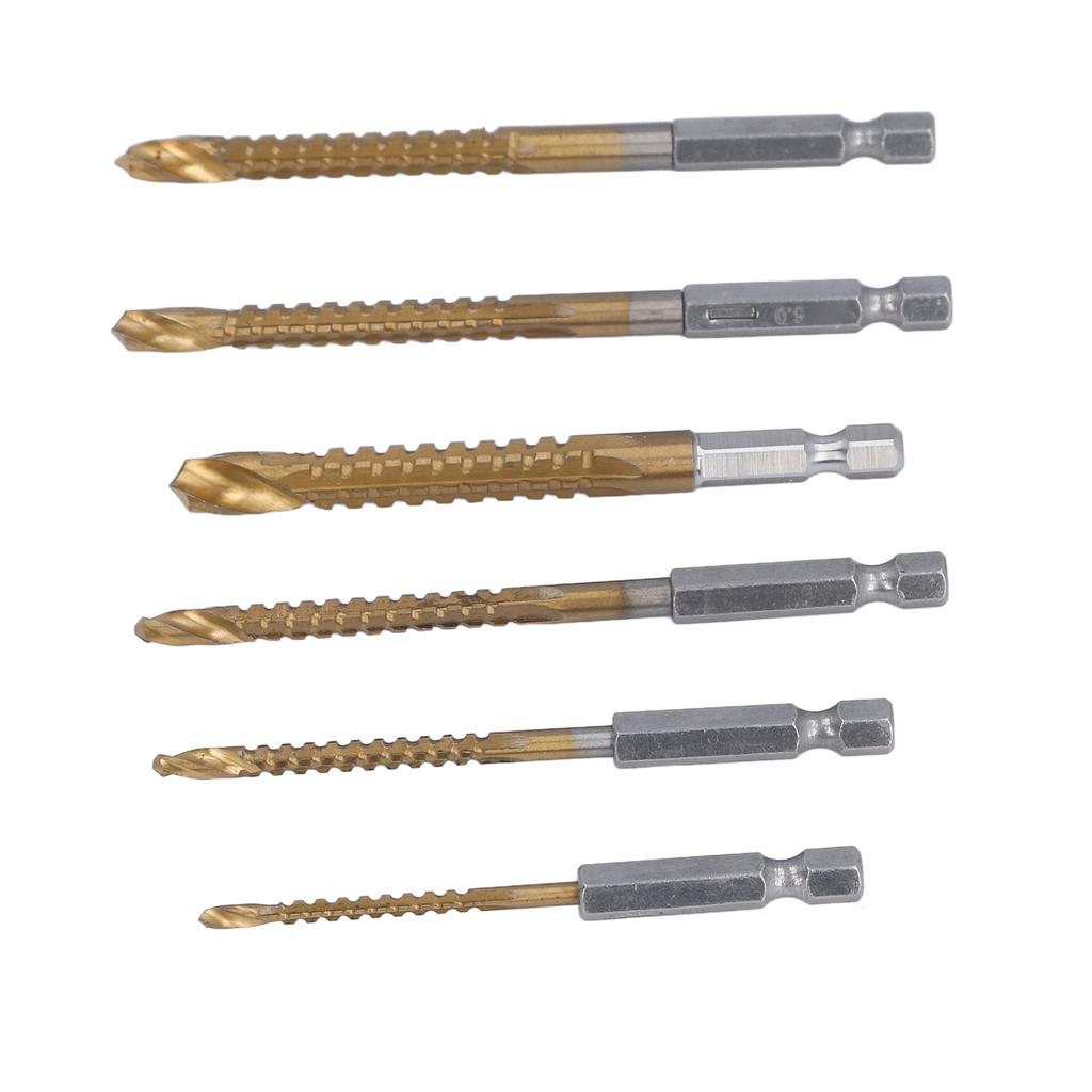 6-teiliges Set Spiralbohrer 3mm 4mm 5mm 6mm 6,5mm 8mm Ti-beschichtet HSS Spiral-Sägebohrer mit