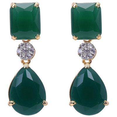 Jewels American Diamond Gold Plated Bold Stunning Green Red Blue White Earrings Dangle Drop For Women/Girls