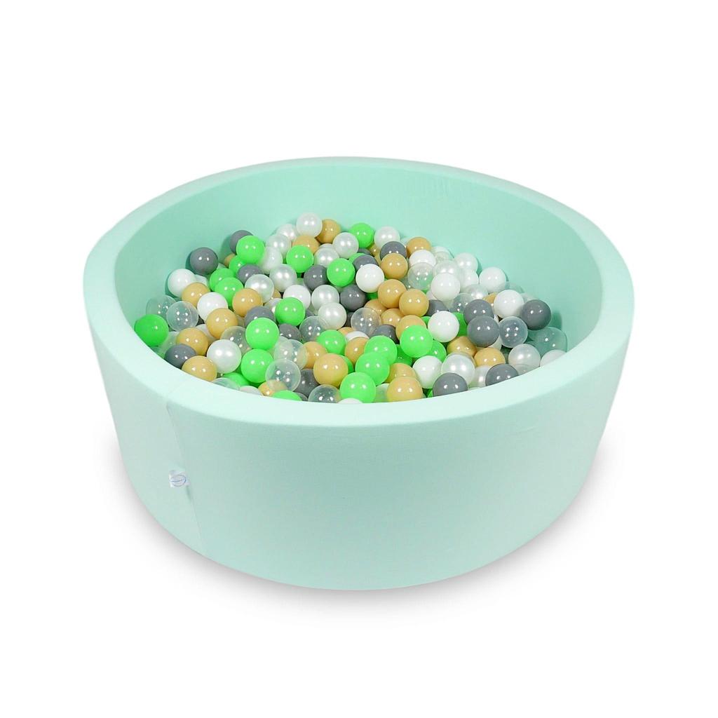 Dry pool 110x40cm mint with 500 balls: light green, white, transparent, pearl, beige, gray