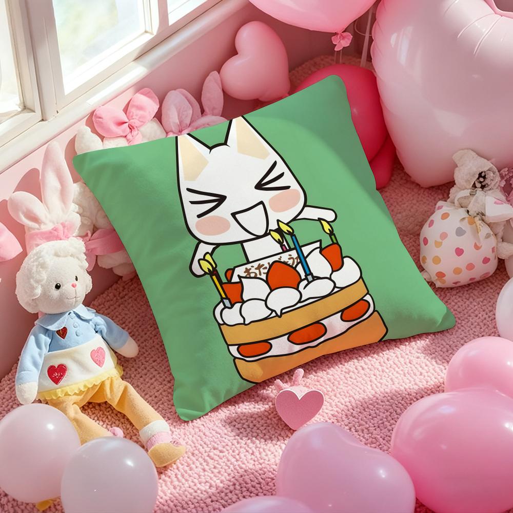 L-Lnoue T-Toro Cute Cushion Cover Pattern Printed Pillowcase for Living Room Sofa Cushion Cover & Bedroom Decor