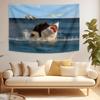 Cat And Shark Battle Art Tapestry Fantasy Landscape Art Room Dormitory Home Decoration Art Wall Hanging