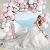 97PCS pink, white, silver, gray latex balloon set suitable for birthday parties, weddings, Valentine's Day parties, decoration