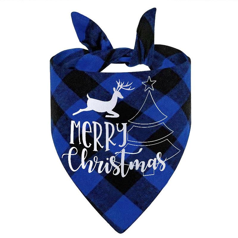 New polyester plaid pet triangle scarf dog print saliva scarf cat bib scarf