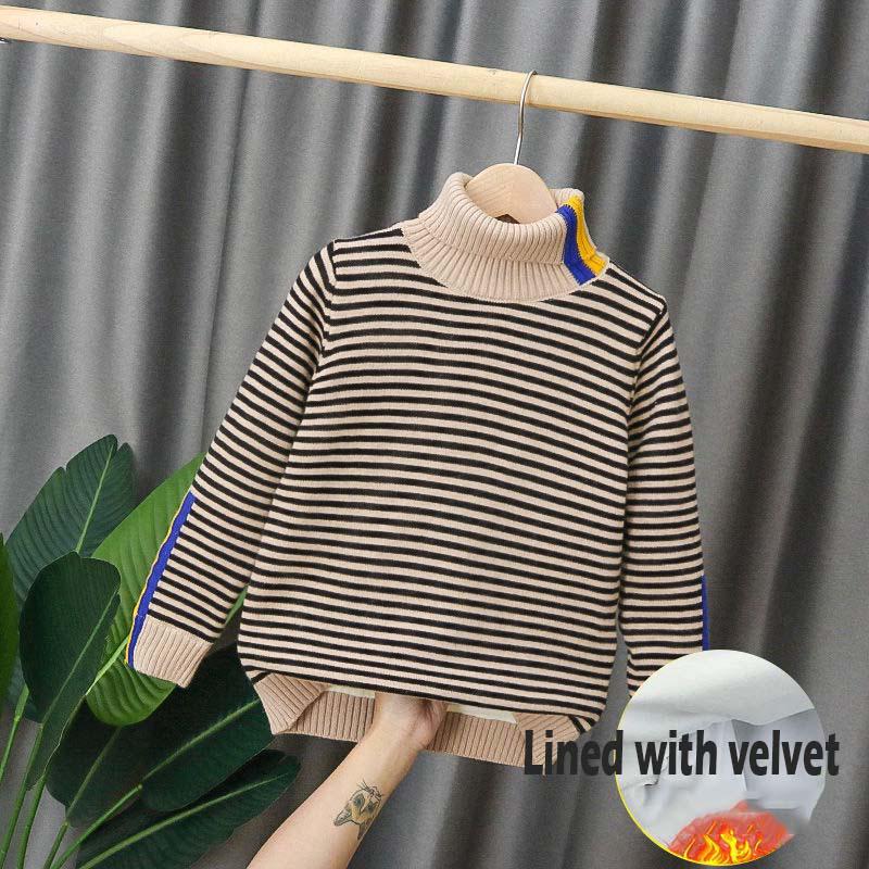 

Осень-зима для мальчиков и девочек, толстые рубашки с высоким воротником, однотонный пуловер с высоким воротником, свитер 140