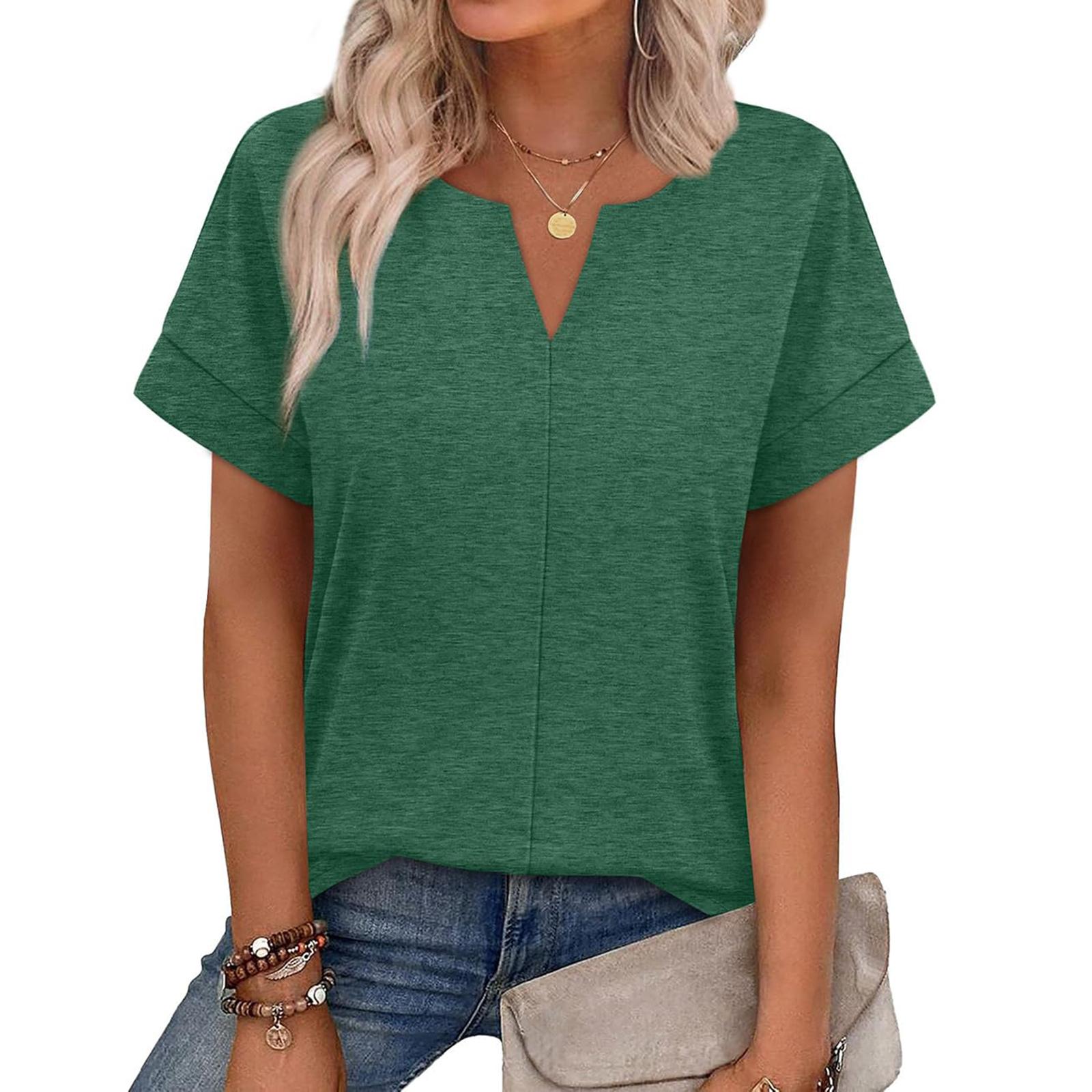 

Women s Fashion Casual V-Neck T-Shirt Top XXL зелений