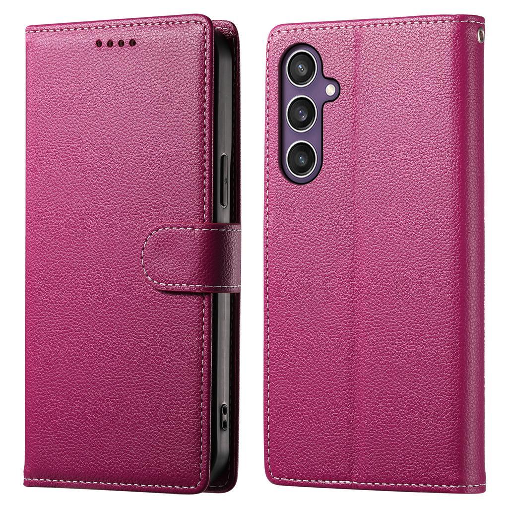 For Samsung Galaxy S25 Stand Case Litchi Texture Leather Wallet Phone Cover Magnetic Snap