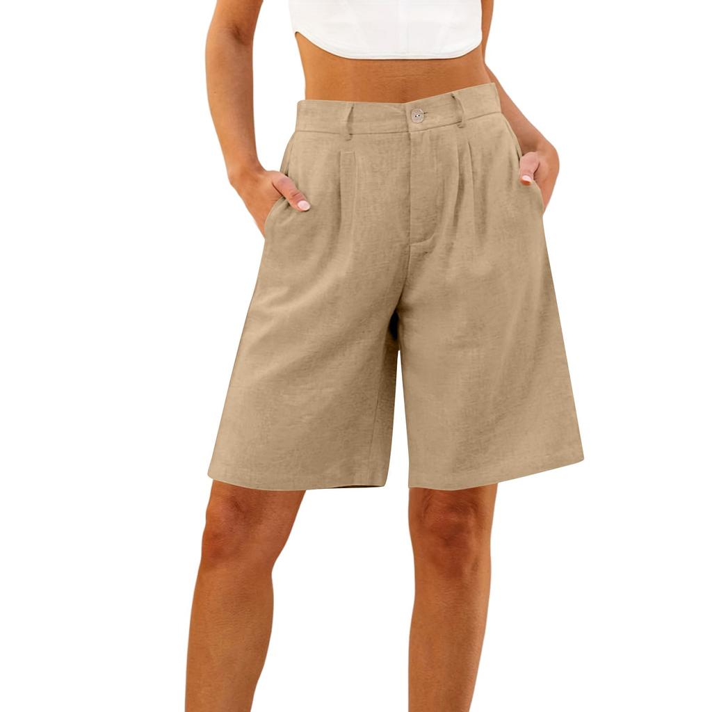 Shorts For Women Knee Length Dressy Wide Leg High Waisted Pull Womens Linen Pants Summer Casual