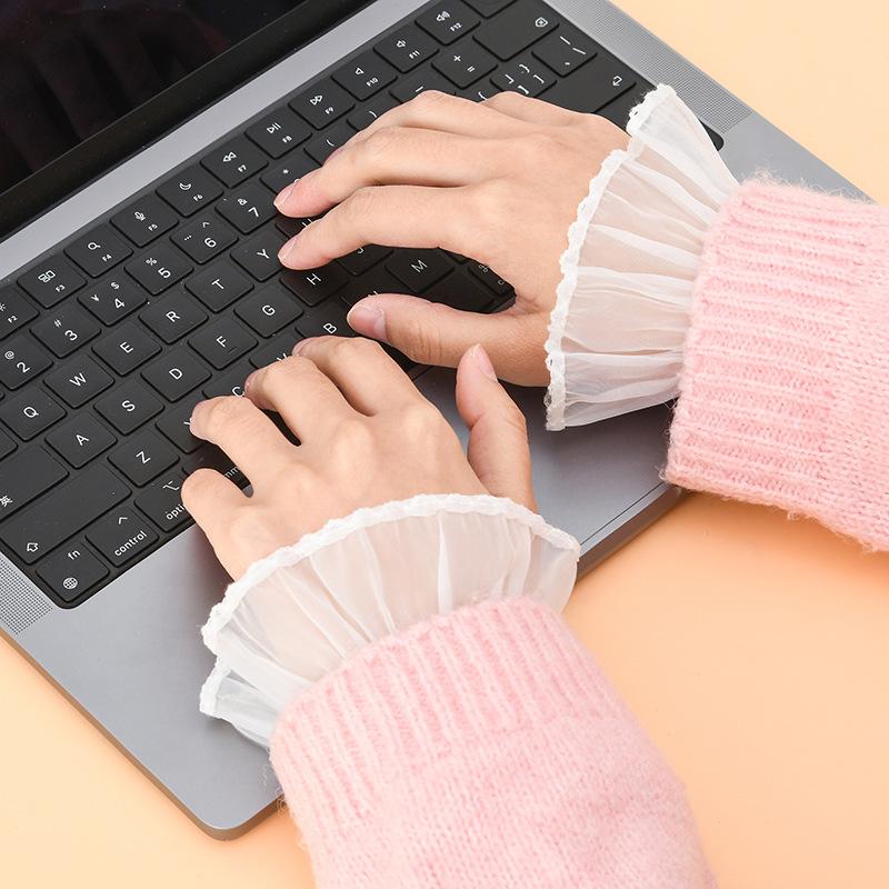 Detachable Fake Sleeves Spring Autumn Wild Sweater Decorative Sleeves Lace Ruffles Elbow Detachable Sleeve Cuff