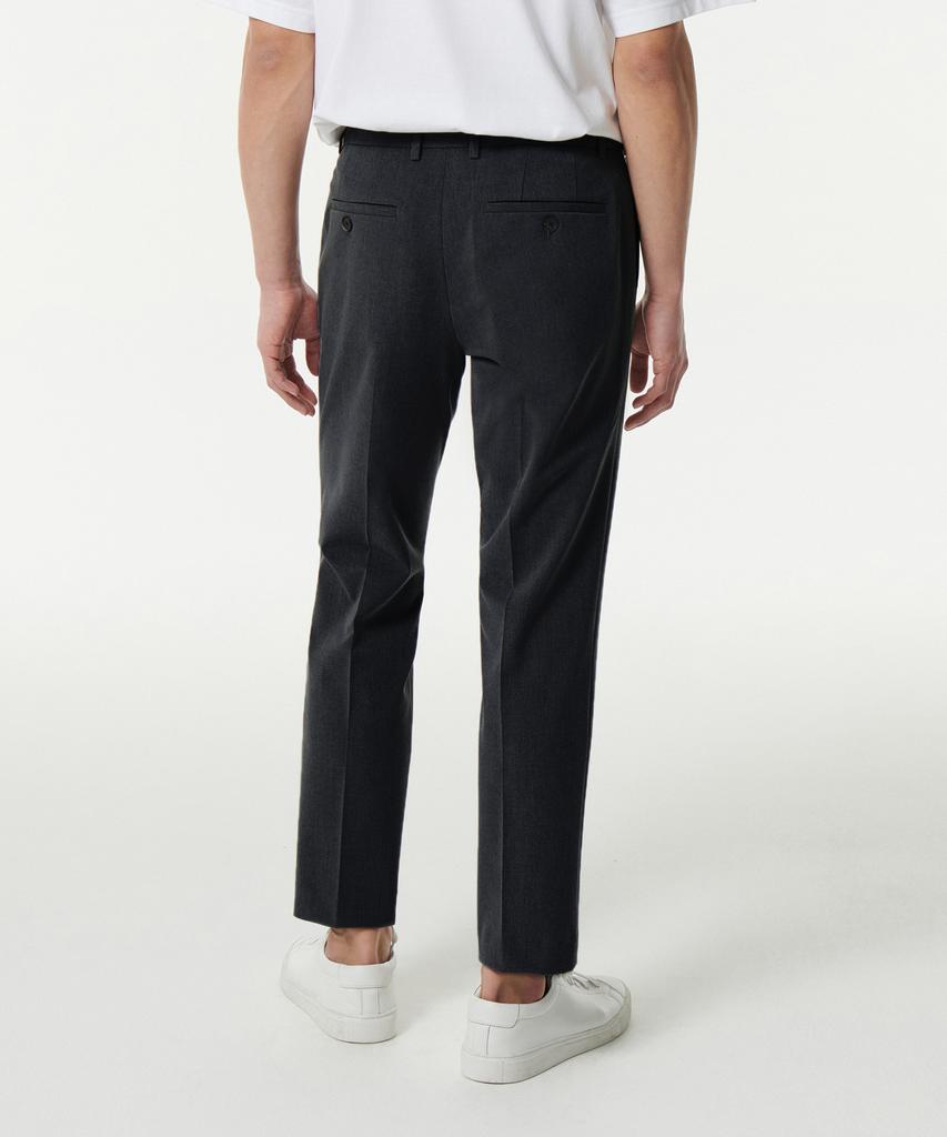 MUSINSA STANDARD Tapered Hidden Banding Crop Slacks [Charcoal Gray]
