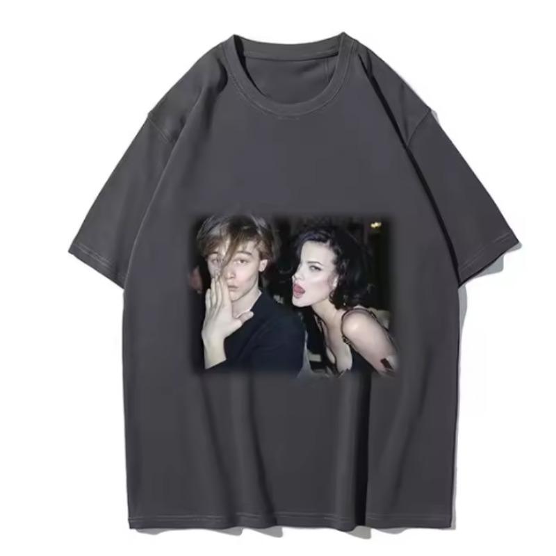 Movie Merchandise Leonardo DiCaprio Classic Scenes American Retro Washed Cotton Summer Shortsleeve Tshirt S