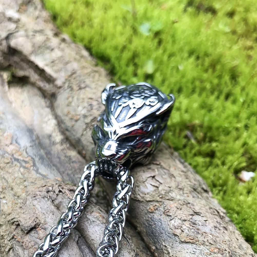 

Nordic norse viking wolf Geri and Freki bear paw necklace for men stainless steel viking gift odin jewelry