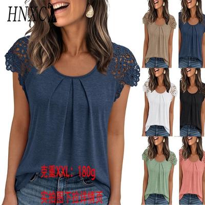 Moda feminina casual cor sólida estampa manga curta blusas e camisas