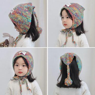 Kinderhüte Herbst- und Winterstile für Jungen und Mädchen Handgestrickte Wollmützen Baby Winter Warme und Winddichte Ohrenschutzkappen