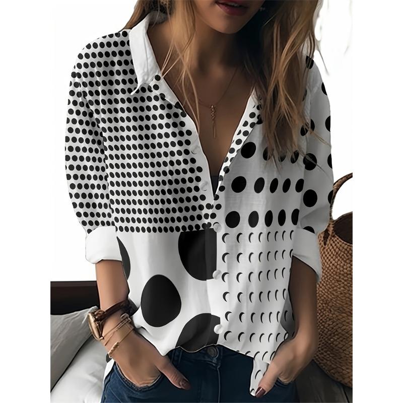 New Large Size Lapel Women's Shirts Butterfly Pattern Women's Button Down Shirts Fashionable Women's Temperament Women's Shirts