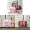 Polyester Cute Plaid Makeup Bag With Bow For Travel And Dorm Use