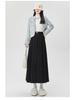 High-Waisted Coffee Wool Skirt for Women, Autumn-Winter Style, Pleated A-Line, Petite Fit, Mid-Length, Perfect Drape