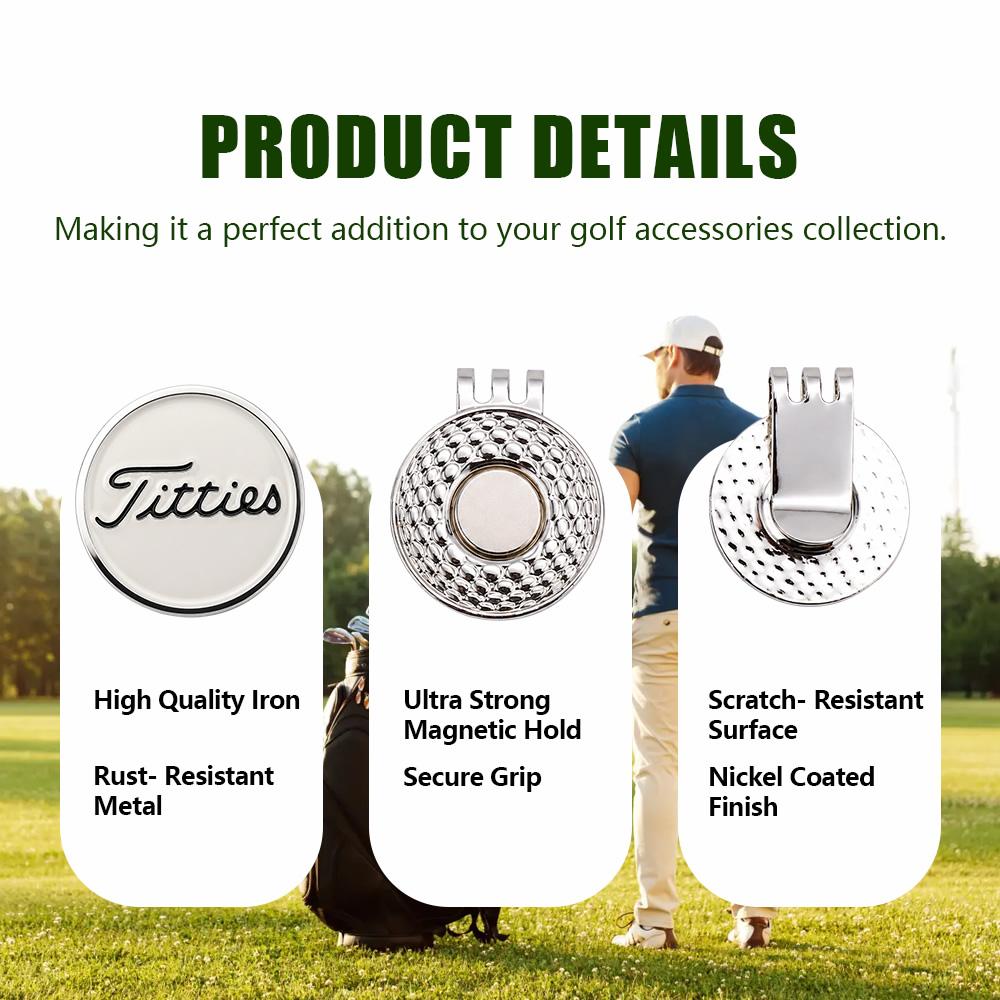 Funny Golf Ball Marker with Magnetic Hat Clip for Men Women, Golf Accessories Gifts for Golfer, Removable Golf Hat Clip Markers
