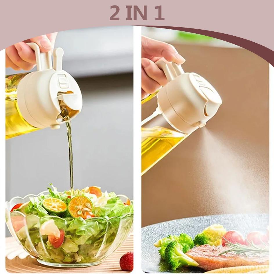 2in1 500ml Plastic Spray Oil Sprayer Bottle Spray Oil Dispenser Oil Jar Cruet BBQ Baking Roasting Picnic Kitchen Tools