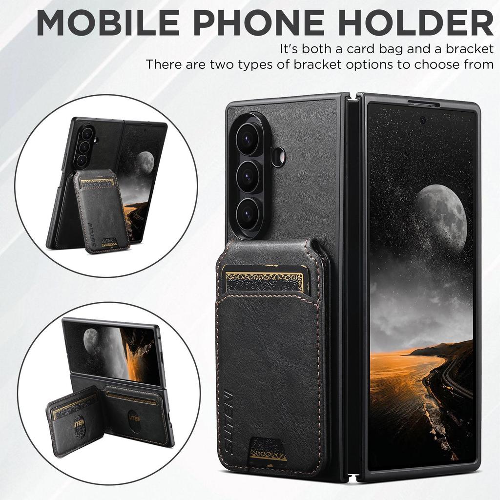 SUTENI Leather Card Slot Stand Case for Samsung Z Fold 7/6/5