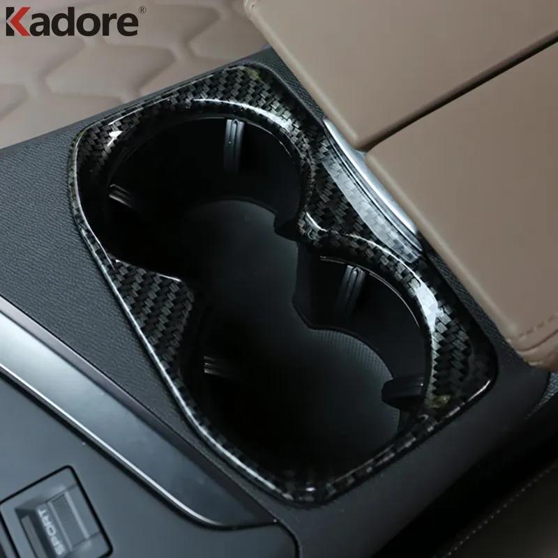 For Peugeot 3008 5008 GT 2016-   Carbon Fiber Car Console Water Cup Holder Frame Cover Trim Interior Accessories