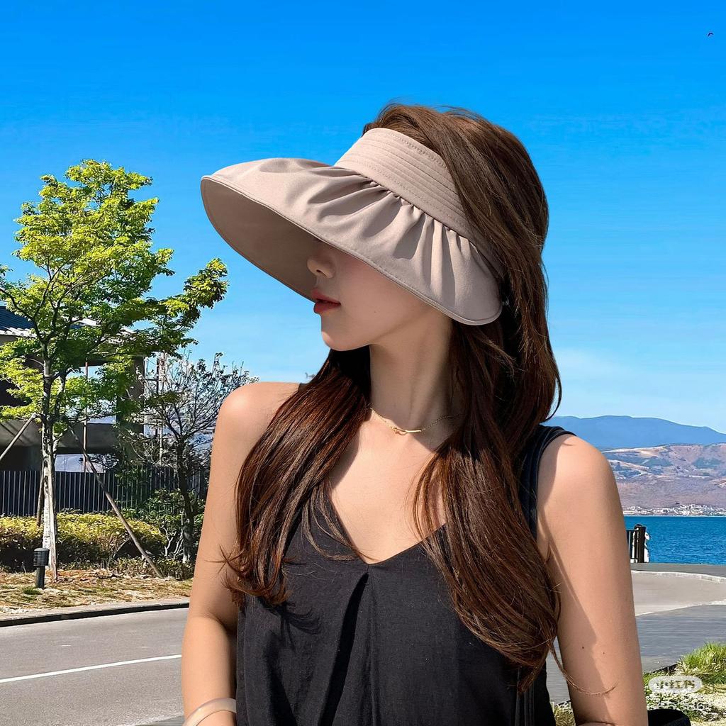 Summer Sun Hat Shell Hat Vinyl Sunscreen Hat Sun Hat Women'S Casual Fashion Empty Top Hat Big Brim