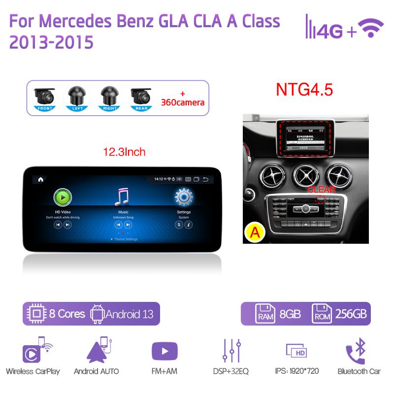 10.25/12.3Inch Android13 For Mercedes Benz GLA CLA A Class 2013-2018 GPS Navigation CarPlay 4G 360Camera Car Multimedia Player