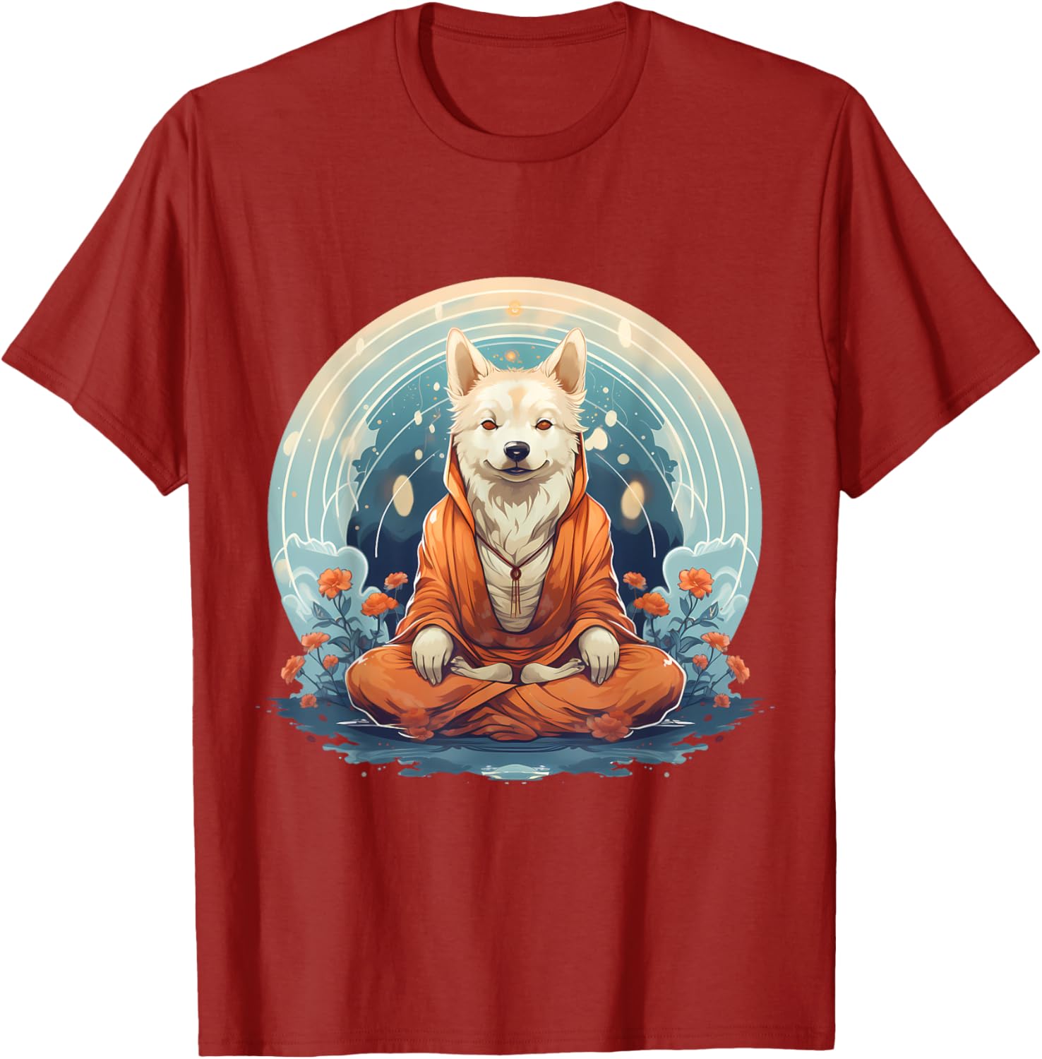 Meditating Shiba Inu Dog Monk Graphic T-Shirt Men Women Casual Cotton Tee S