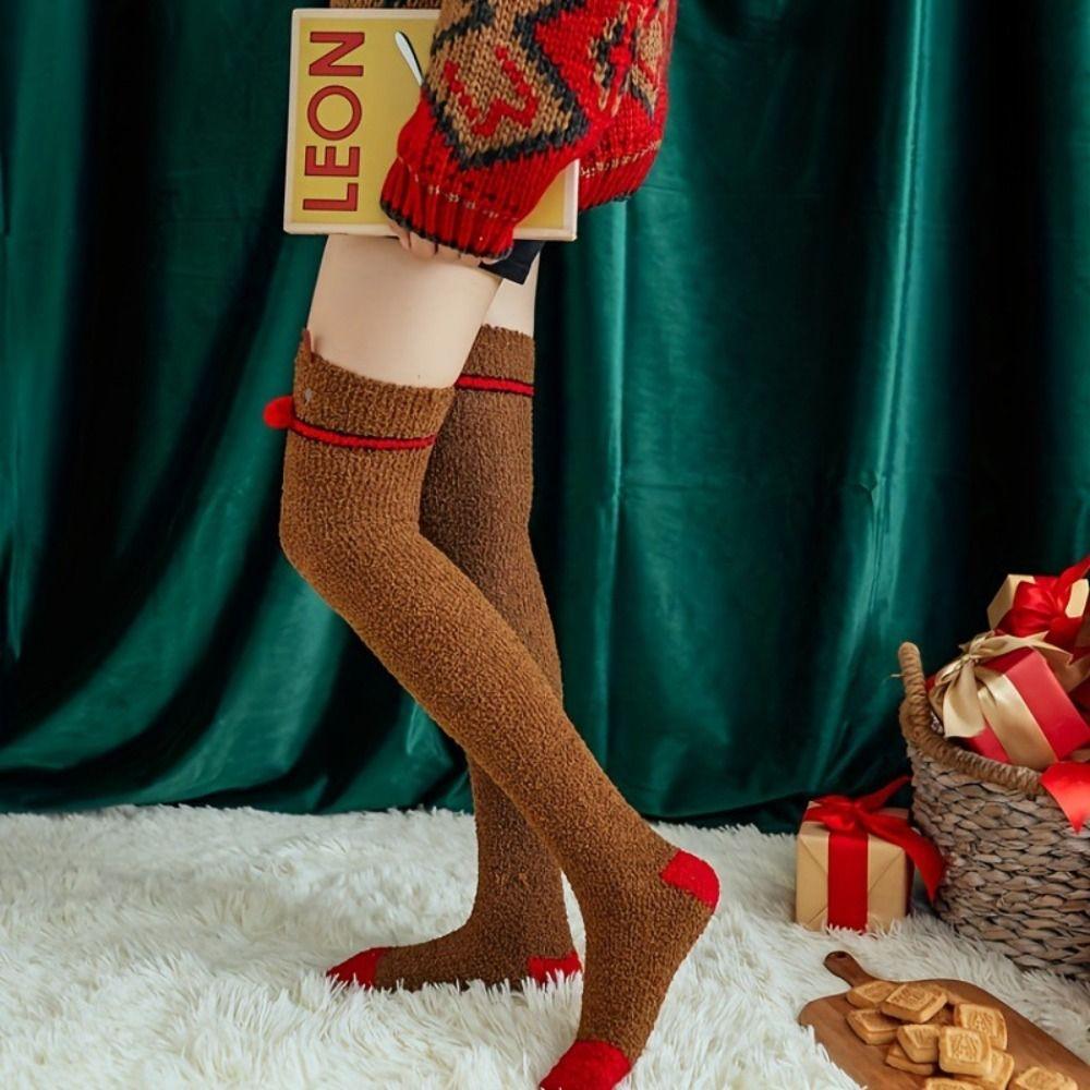 Santa Claus Christmas Stockings Elk Long Tube Socks Fashion Design Cartoon Hosiery  Women