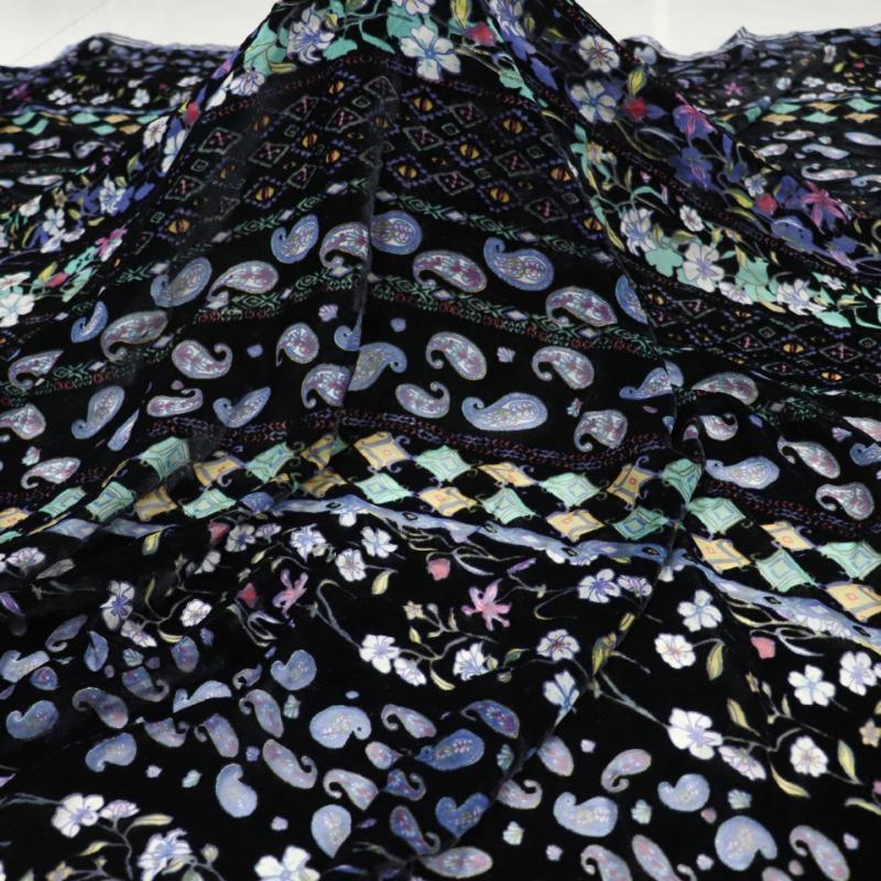 1meter Retro Black Color Bohemian Style Floral Patterned Velvet Fabric Brocade Jacquard Fabrics for DIY Sewing Dress Cheongsam