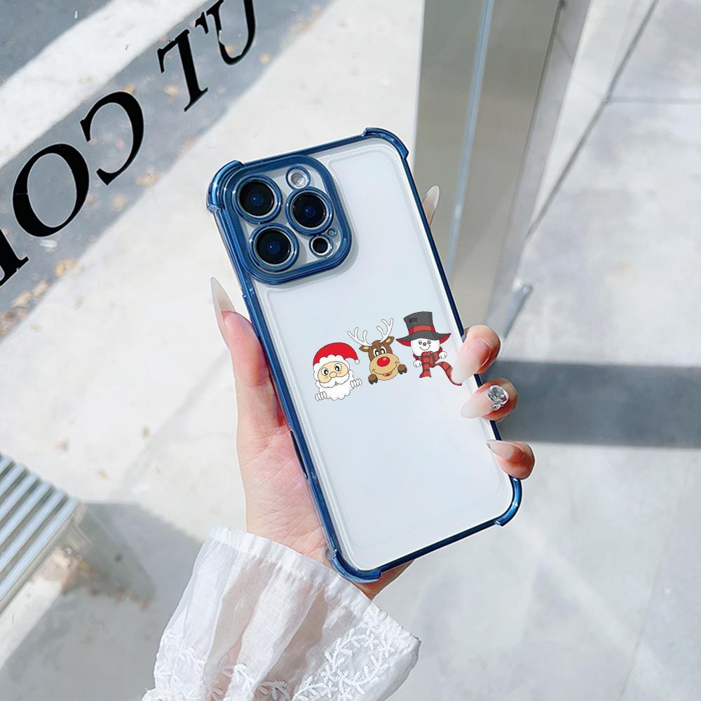 Ae120 Merry Christmas Santa Design Electroplated TPU Phone Cases for Samsung A54 A12 A14 S23 S24 Ultra A55 A15 S20 S21 FE Four Corner Protection Cover