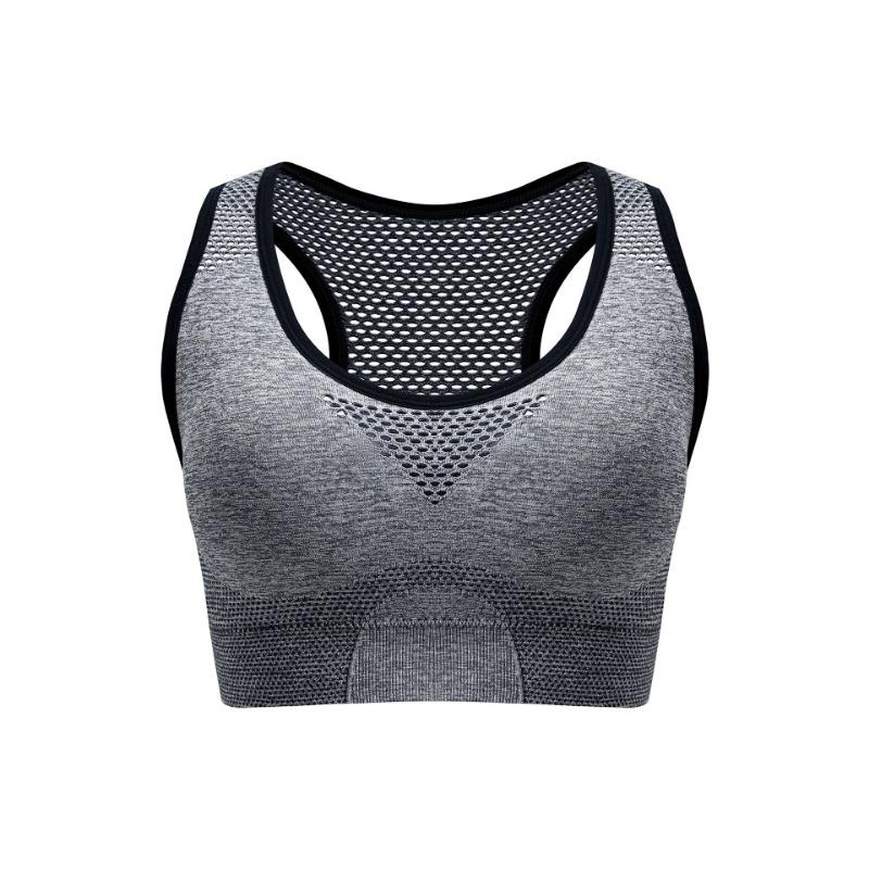 Plus Size Breathable Wireless Seamless Hollow Out Vest Style Sports Yoga Bra