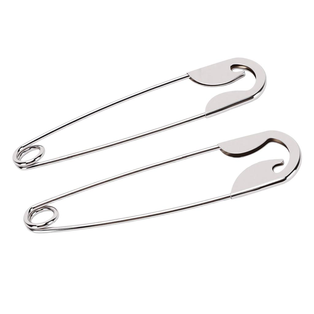 Metal Giant Safety Pin Hair Clip Funny Pin Shape French Style Hair Stick Clips Vintage Hairstyle Accessories Silver 2pcs