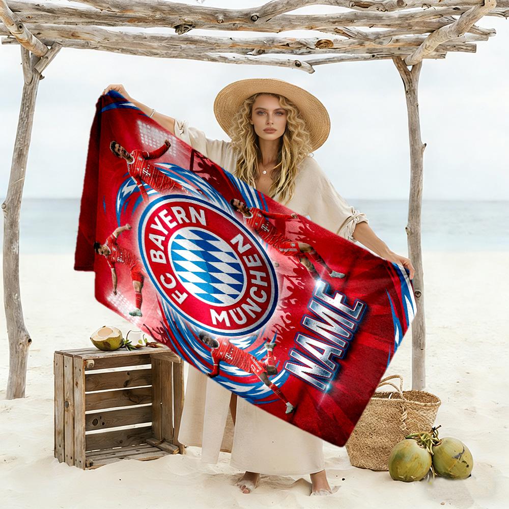 Bayern Munich Galaxy Personalized Name Beach Towel Super Soft & Absorbent Suitable for Sports Travel Swimming Yoga Bathroom Beach And Pool