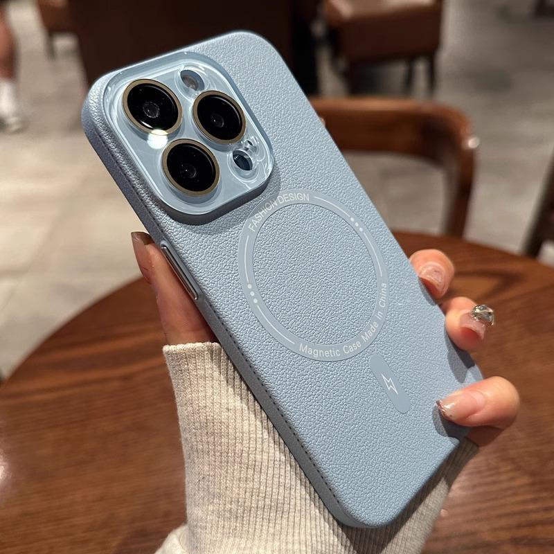 The New Lychee Peel Pattern Is Suitable for IPhone15 Phone Cases  IPhone 16promax Magnetic Suction and Full Coverage Protective Cases