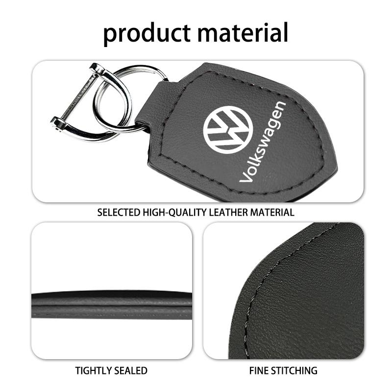 Valve Stems Caps Leather Car Shield Keychain Key Ring With Logo Decorative For Volkswagen VW Scirocco Passat Polo B5 B6 B7 CC Ti LB0