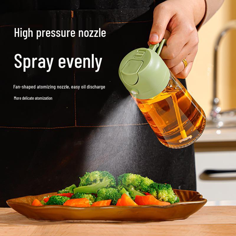 Large Diameter Glass Oil Spray Bottle - Press-Type for Kitchen, Barbecue, and Baking