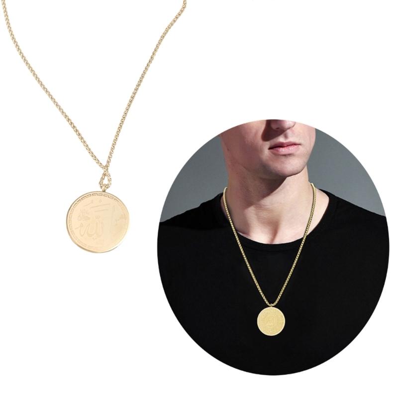 Elegant Arabic Calligraphy Necklace with Ayatul Kursi Pendant Stainless Steel Clavicle Chain Jewelry for Men and Women