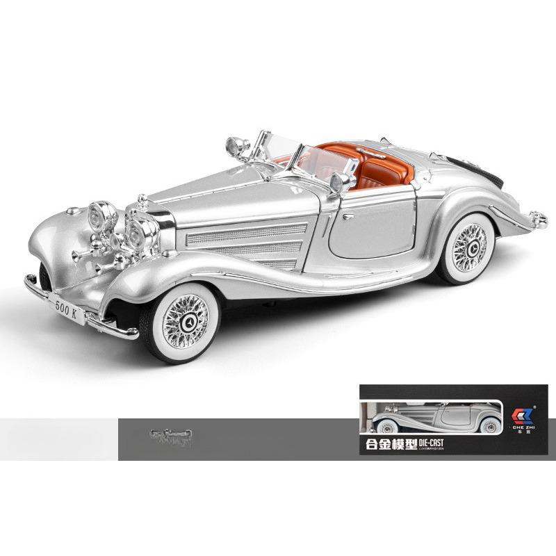 1/24 Mercedes Benz 1936 500K Classic Vintage Alloy Diecast Car Model Sound Car