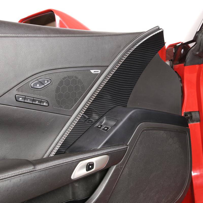 ABS Carbon Fiber Car Main Driver's Inner Door Panel Cover Sticker Trim Sticker For Chevrolet Corvette C7 2014-19 Car Accessories