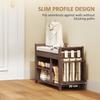 Shoe Bench 2-Tier Boot Section Entryway Storage Bench Cushioned Seat 80 X 30 X 50 Cm Dark Brown and Cream