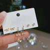925 Silber Nadel Ohrring Set - Goldene Schleife und Persönlichkeitsdesigns, Drei Paare