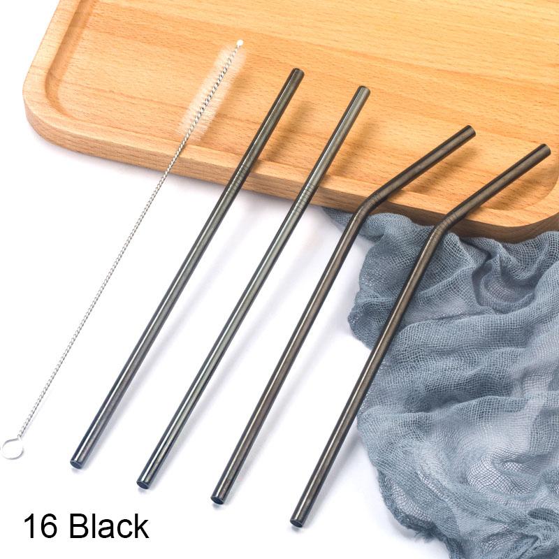 FAIS DU 304 Stainless Steel Straws Reusable Straight Bent Metal Drinking Straw With Cleaner Brush Set Party Bar Accessory
