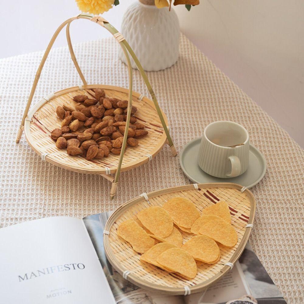 Vegetable Food Storage Basket Bread Round Snack Basket Rustic Woven Basket  for Fruit Vegetables