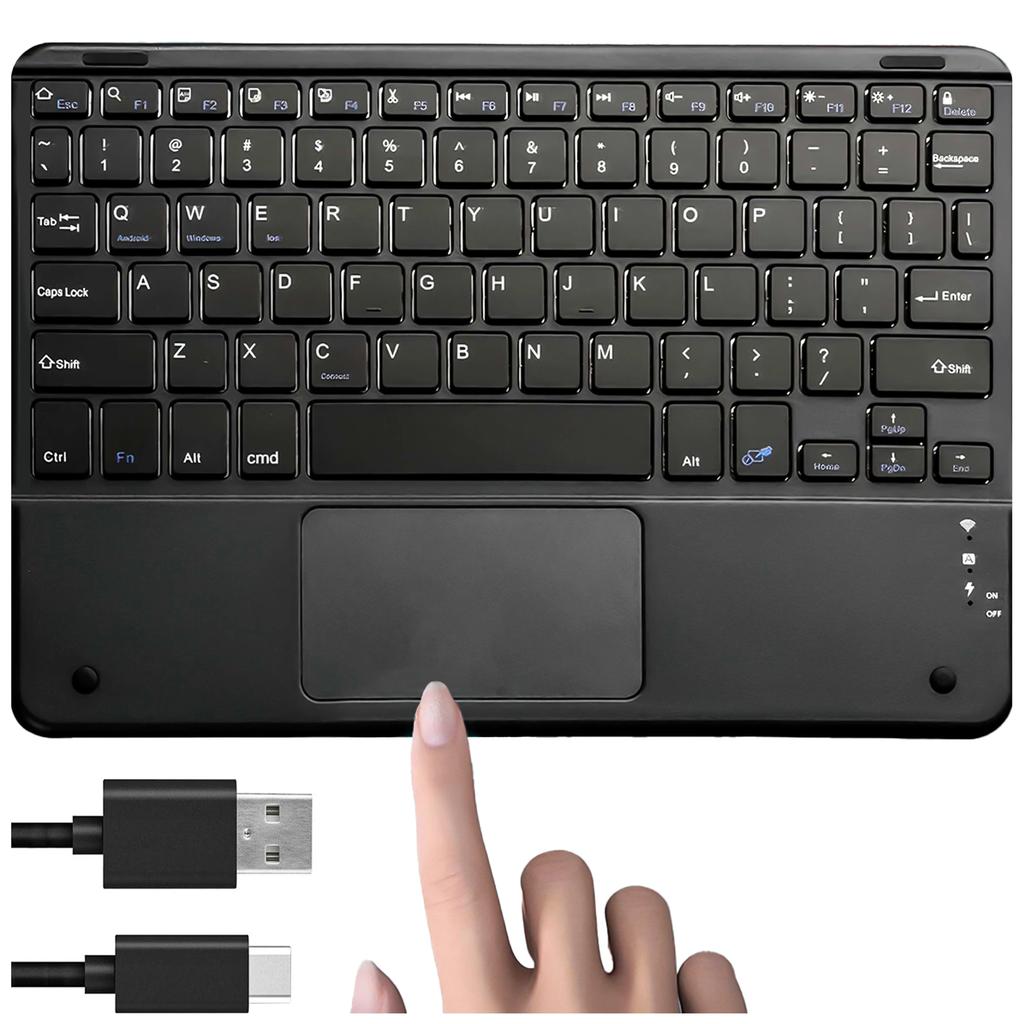 Klawiatura Bezprzewodowa Z Touchpadem Bluetooth Touchpad Do Pc Tv Tabletu Usb-C Alogy Wireless Czarna