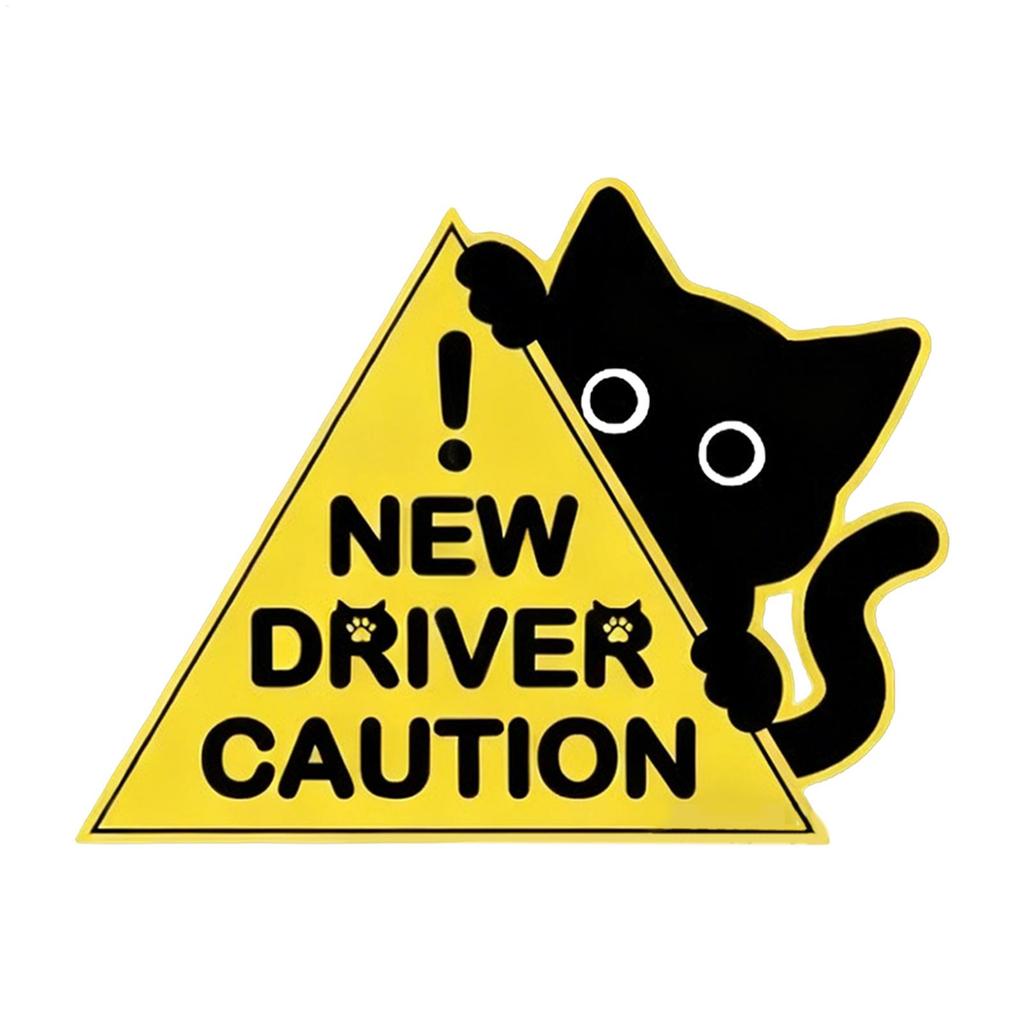 New Driver Sticker 3 Pieces Black Cat Automotive Decal Vehicle Decoration Decals For Drivers Road Trips Daily Commuting Outdoor