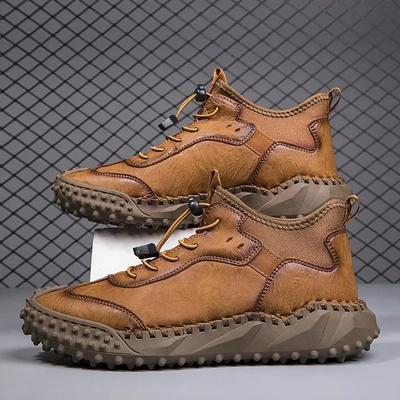 Fashion Mens Leather Casual Handmade Shoes Casual Ankle Boots for Man  Autumn Winter Outdoor Fashion Casual Shoes Male Hombres Botas