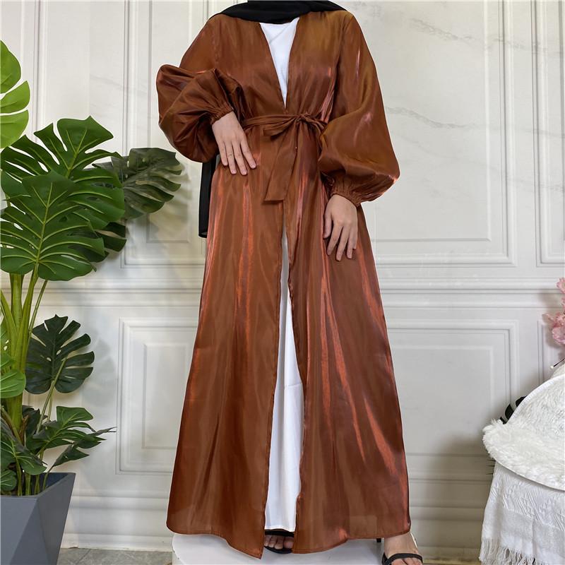 2022 Satin Long Muslim Robe Cardigan 