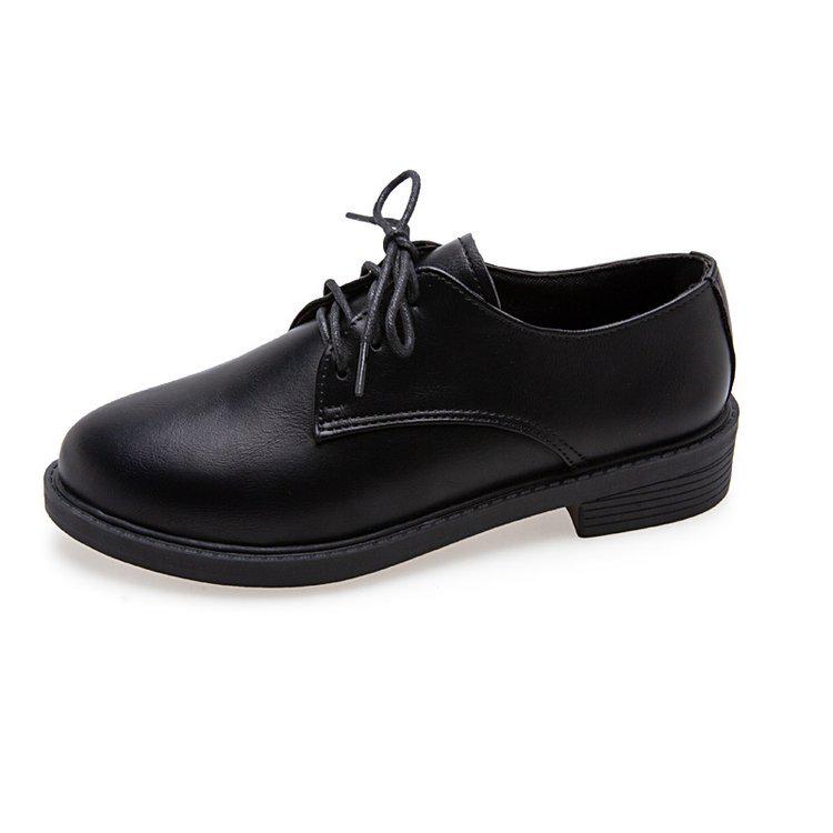 Black Retro British Style Small Leather Shoes Spring New Single Shoes Female Student Flat Bottom Hong Kong Style Casual Loafers